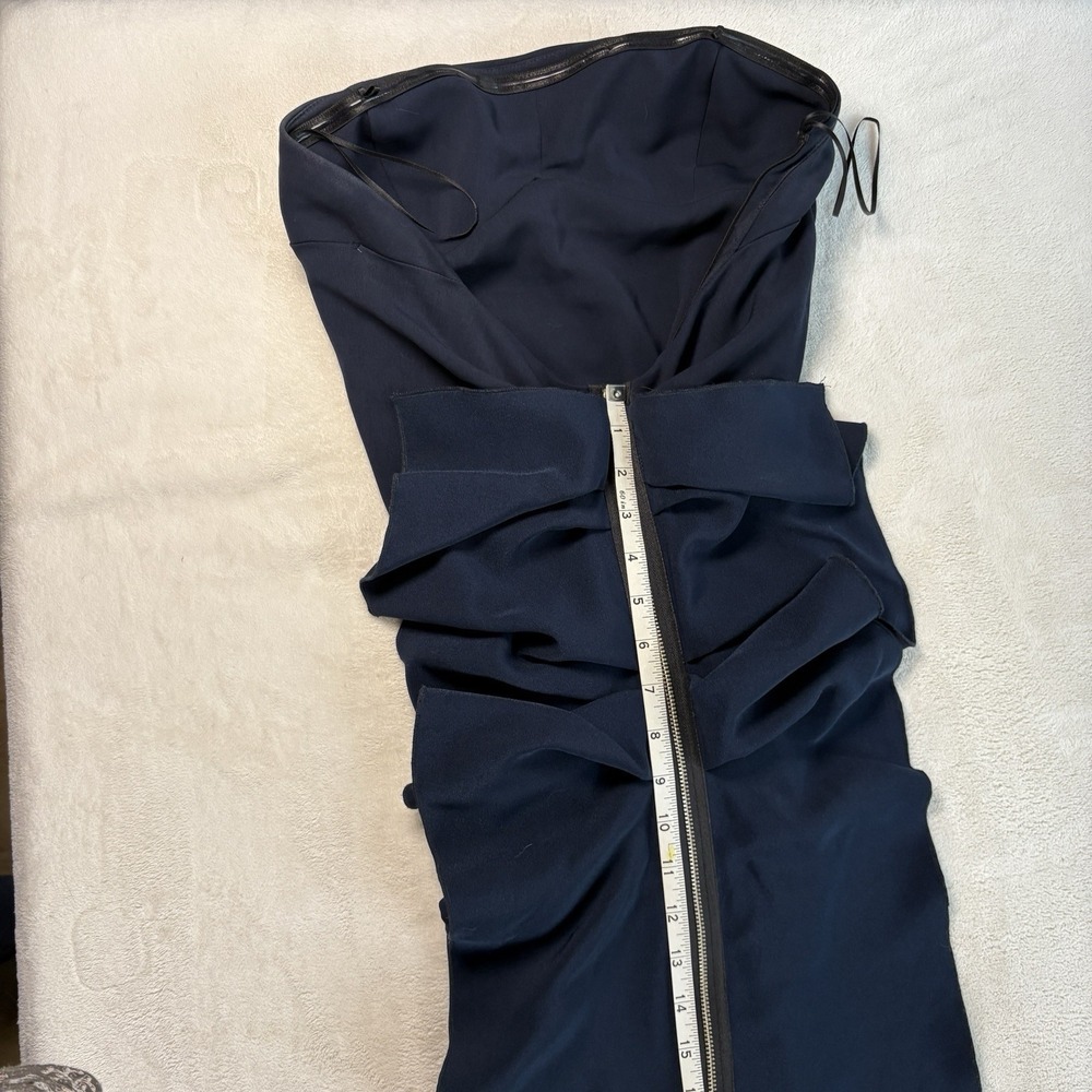 AIDA Strapless Mermaid Gown Navy Ruffle Back Bodycon Formal Dress Size 6 Est - Picture 8 of 13
